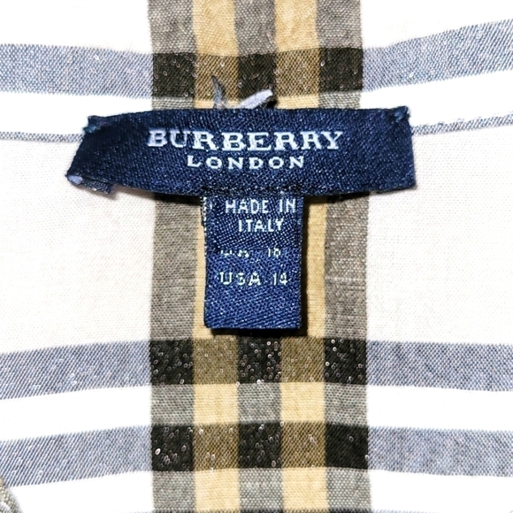 Burberry London Nova Check Plaids With Gold Metallic Details Shirt Size 14 - Picture 5 of 10